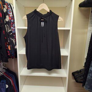 Ann Taylor black sleeveless tie neck top